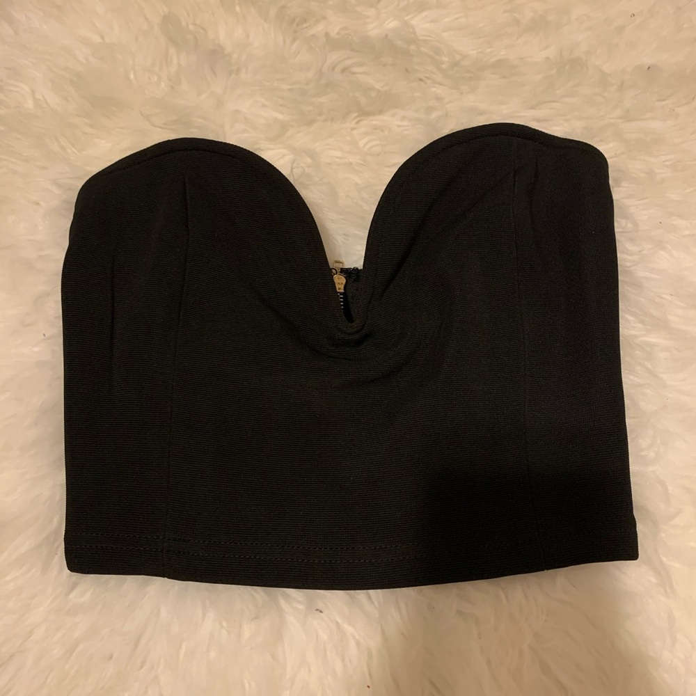 Black Deep V Corset Crop Top